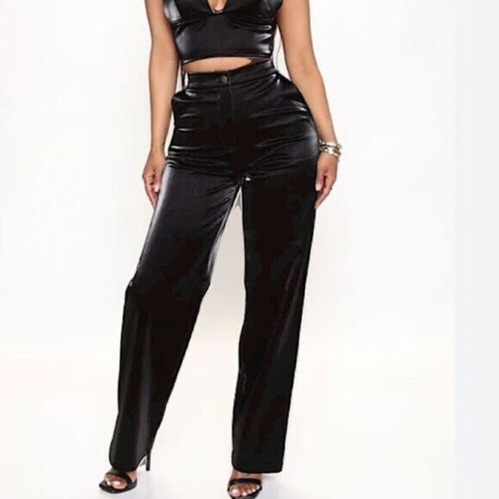 VINTAGE DKNY BLACK SATIN PANTS